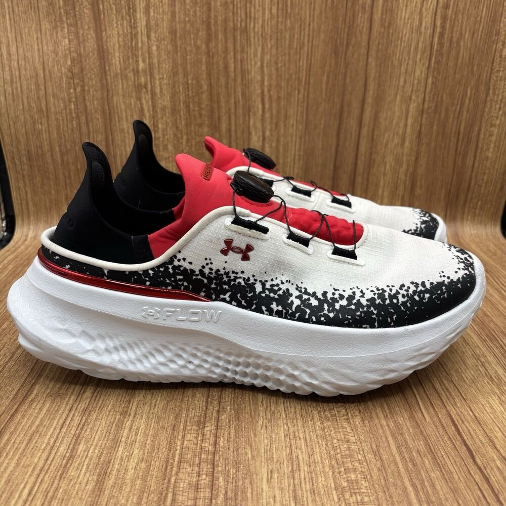 Under Armour SlipSpeed Mega Running Shoe Black White Red Men's size 11.5 Sneaker